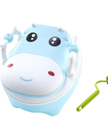 Olita pentru Copii, +1an, Portabila, Design Vacuta cu Capac, Model Prietenos, Non-Toxic, cu Manere, Compartiment Detasabil, Perie Inclusa, Usor de Curatat