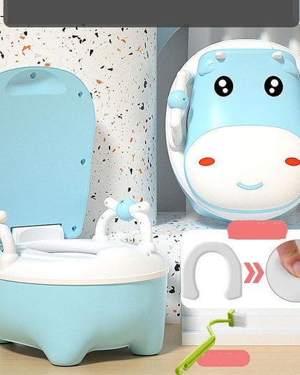 Olita pentru Copii, +1an, Portabila, Design Vacuta cu Capac, Model Prietenos, Non-Toxic, cu Manere, Compartiment Detasabil, Perie Inclusa, Usor de Curatat