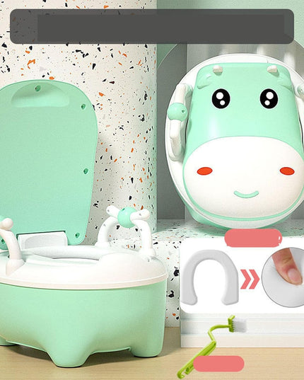 Olita pentru Copii, +1an, Portabila, Design Vacuta cu Capac, Model Prietenos, Non-Toxic, cu Manere, Compartiment Detasabil, Perie Inclusa, Usor de Curatat