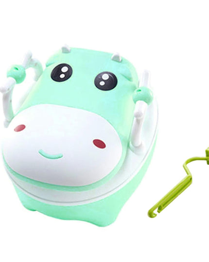 Olita pentru Copii, +1an, Portabila, Design Vacuta cu Capac, Model Prietenos, Non-Toxic, cu Manere, Compartiment Detasabil, Perie Inclusa, Usor de Curatat