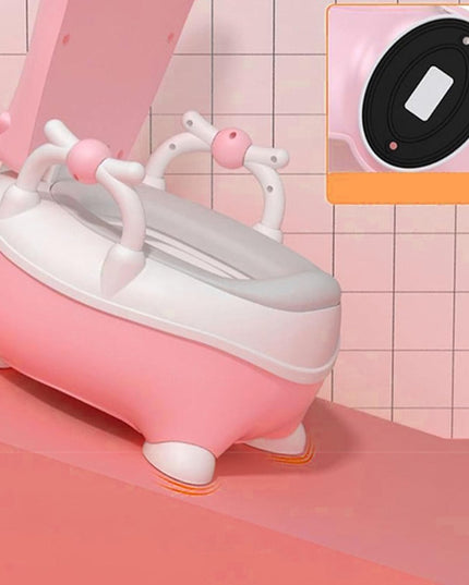 Olita pentru Copii, +1an, Portabila, Design Vacuta cu Capac, Model Prietenos, Non-Toxic, cu Manere, Compartiment Detasabil, Perie Inclusa, Usor de Curatat