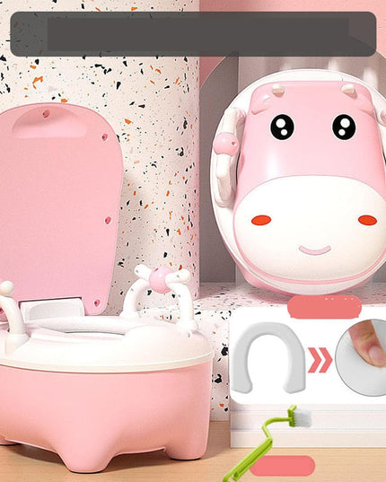 Olita pentru Copii, +1an, Portabila, Design Vacuta cu Capac, Model Prietenos, Non-Toxic, cu Manere, Compartiment Detasabil, Perie Inclusa, Usor de Curatat