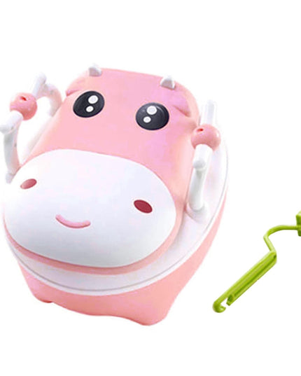 Olita pentru Copii, +1an, Portabila, Design Vacuta cu Capac, Model Prietenos, Non-Toxic, cu Manere, Compartiment Detasabil, Perie Inclusa, Usor de Curatat