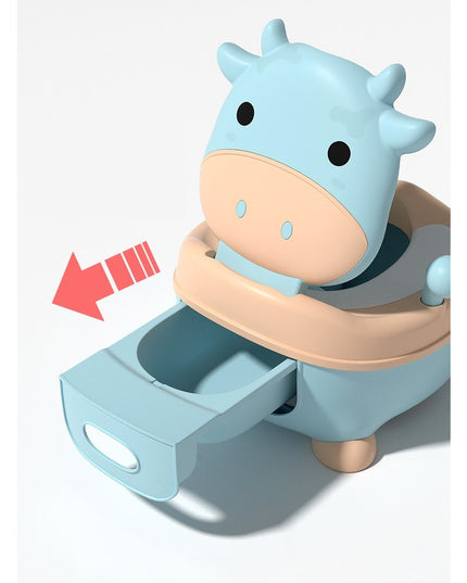 Olita pentru Copii, +1an, Portabila, Model Vacuta, cu Capac, Prietenoasa, Non-Toxic, Compartiment Detasabil, cu Manere, cu 4 Picioare, Usor de Curatat