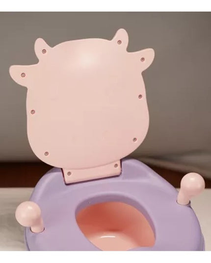 Olita pentru Copii, +1an, Portabila, Model Vacuta, cu Capac, Prietenoasa, Non-Toxic, Compartiment Detasabil, cu Manere, cu 4 Picioare, Usor de Curatat