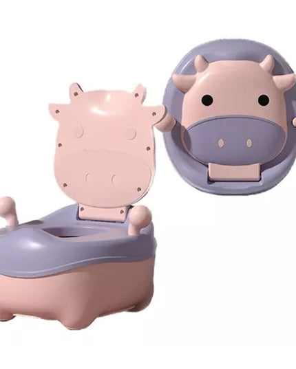 Olita pentru Copii, +1an, Portabila, Model Vacuta, cu Capac, Prietenoasa, Non-Toxic, Compartiment Detasabil, cu Manere, cu 4 Picioare, Usor de Curatat