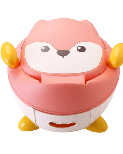 Olita pentru Copii, +6 luni, Compartiment Detasabil, cu Capac, Antiderapanta, din Plastic, Colac Moale, Model Animat Vulpe, cu Maner