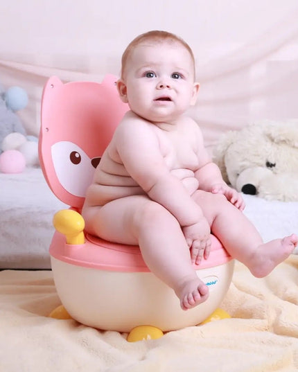 Olita pentru Copii, +6 luni, Compartiment Detasabil, cu Capac, Antiderapanta, din Plastic, Colac Moale, Model Animat Vulpe, cu Maner