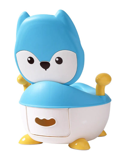 Olita pentru Copii, +6 luni, Compartiment Detasabil, cu Capac, Antiderapanta, din Plastic, Colac Moale, Model Animat Vulpe, cu Maner