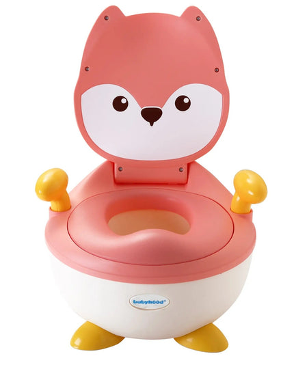 Olita pentru Copii, +6 luni, Compartiment Detasabil, cu Capac, Antiderapanta, din Plastic, Colac Moale, Model Animat Vulpe, cu Maner