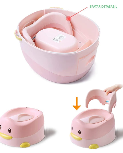 Olita pentru Copii, +6 luni, Detasabila, cu Capac, Antiderapanta, din Plastic, Colac Moale, Model Ratusca