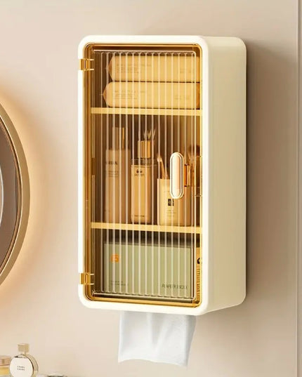 Organizator Cosmetice, Montare pe Perete fara Perforare,cu 3 Rafturi, din PP si ABS