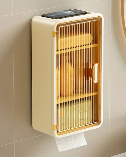 Organizator Cosmetice, Montare pe Perete fara Perforare,cu 3 Rafturi, din PP si ABS