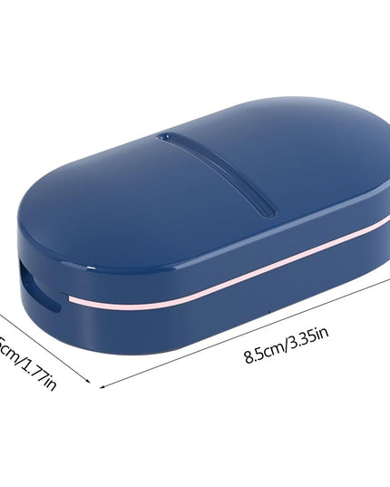 Organizator medicamente, Dispozitiv Taiere/Sfaramare Pastile, Ideala pentru Calatorii, Portabila, Perie pentru Curatare, Compartiment depozitare