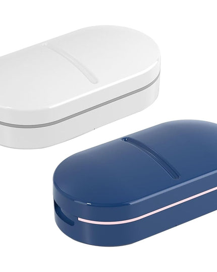 Organizator medicamente, Dispozitiv Taiere/Sfaramare Pastile, Ideala pentru Calatorii, Portabila, Perie pentru Curatare, Compartiment depozitare