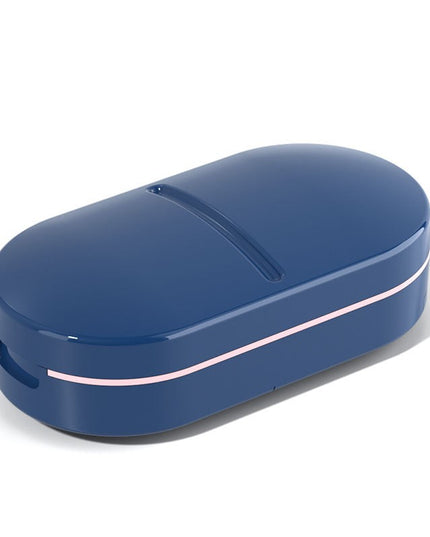 Organizator medicamente, Dispozitiv Taiere/Sfaramare Pastile, Ideala pentru Calatorii, Portabila, Perie pentru Curatare, Compartiment depozitare