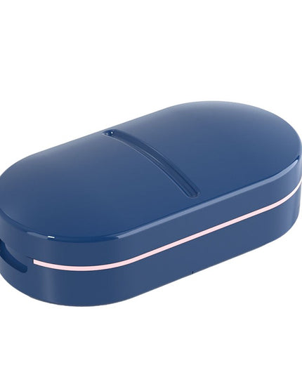 Organizator medicamente, Dispozitiv Taiere/Sfaramare Pastile, Ideala pentru Calatorii, Portabila, Perie pentru Curatare, Compartiment depozitare