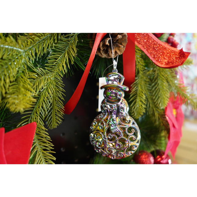 Ornament brad de Craciun, Iridescent, in forma de Om de zapada, x , Plastic