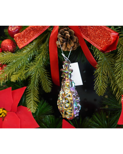 Ornament brad de Craciun, Iridescent, in forma de Om de zapada, x , Plastic