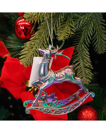 Ornament brad de Craciun, Iridescent, in forma de Ren, x , Plastic