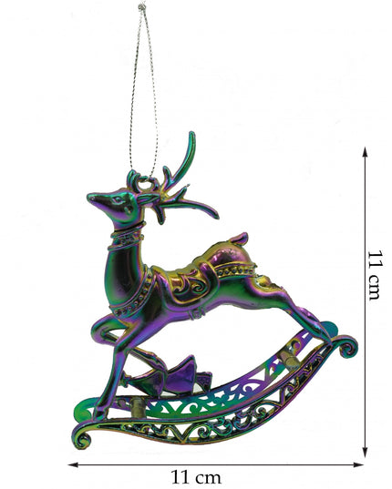 Ornament brad de Craciun, Iridescent, in forma de Ren, x , Plastic