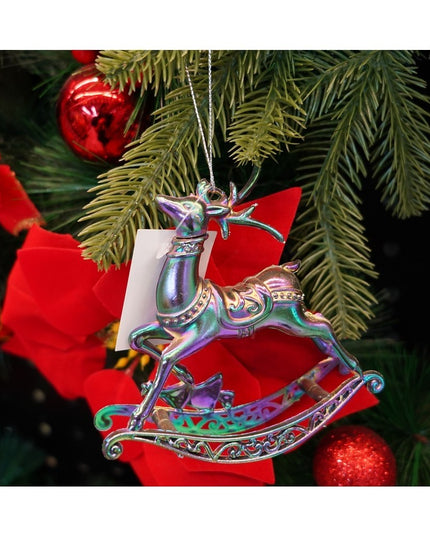Ornament brad de Craciun, Iridescent, in forma de Ren, x , Plastic
