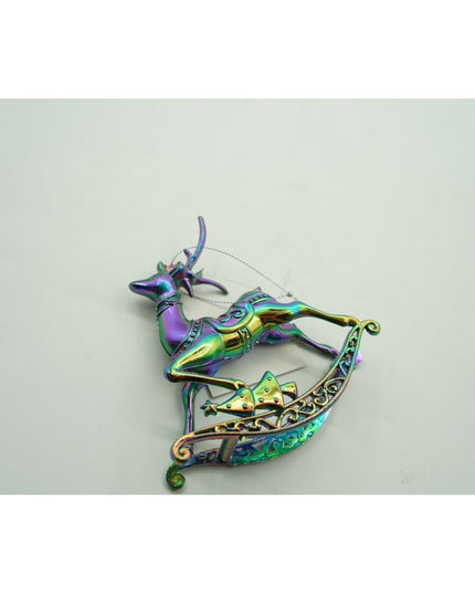Ornament brad de Craciun, Iridescent, in forma de Ren, x , Plastic