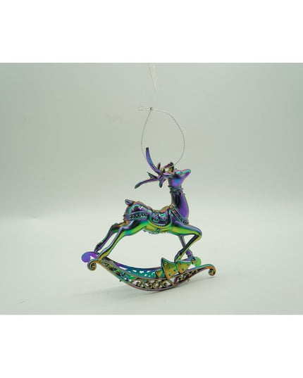 Ornament brad de Craciun, Iridescent, in forma de Ren, x , Plastic