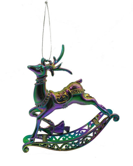 Ornament brad de Craciun, Iridescent, in forma de Ren, x , Plastic