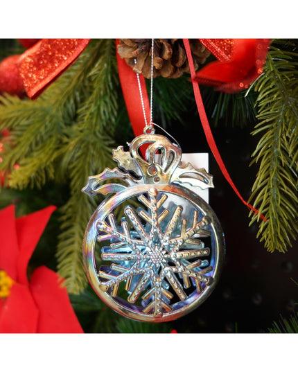 Ornament brad de Craciun, Iridescent, Rotund, x , Plastic