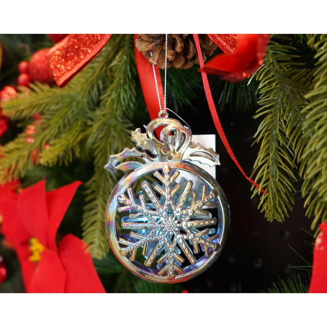 Ornament brad de Craciun, Iridescent, Rotund, x , Plastic