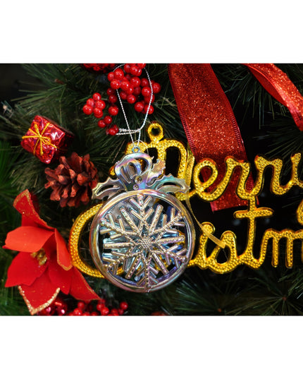 Ornament brad de Craciun, Iridescent, Rotund, x , Plastic