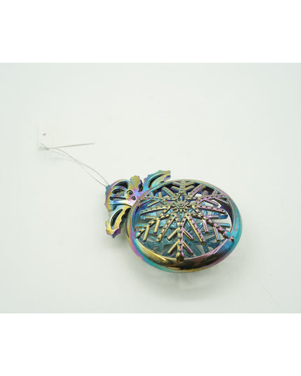 Ornament brad de Craciun, Iridescent, Rotund, x , Plastic