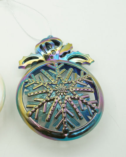 Ornament brad de Craciun, Iridescent, Rotund, x , Plastic