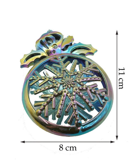 Ornament brad de Craciun, Iridescent, Rotund, x , Plastic