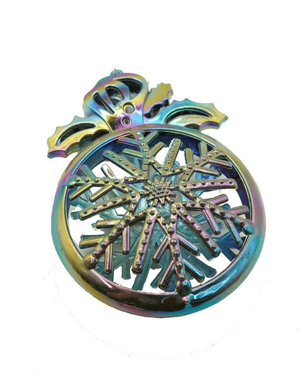 Ornament brad de Craciun, Iridescent, Rotund, x , Plastic