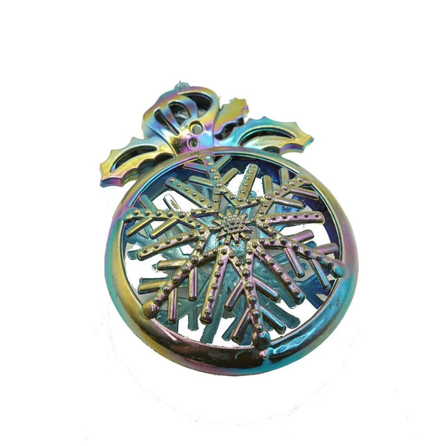 Ornament brad de Craciun, Iridescent, Rotund, x , Plastic