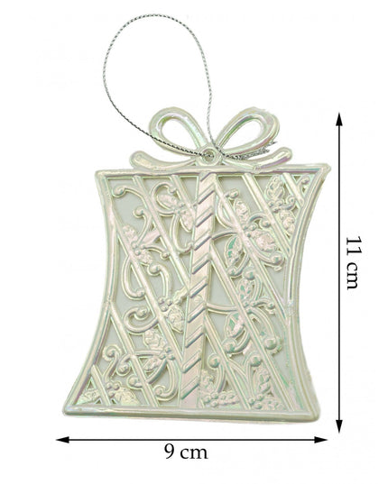 Ornament brad de Craciun, Perlat, in forma de Cadou, x , Plastic