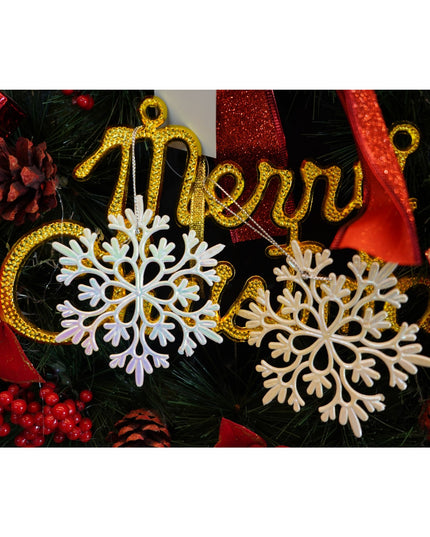 Ornament brad de Craciun, Perlat, in forma de Fulg de nea, x , Plastic