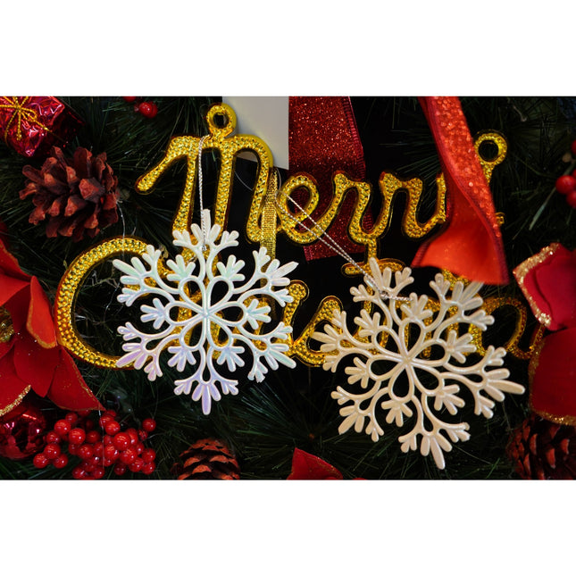 Ornament brad de Craciun, Perlat, in forma de Fulg de nea, x , Plastic