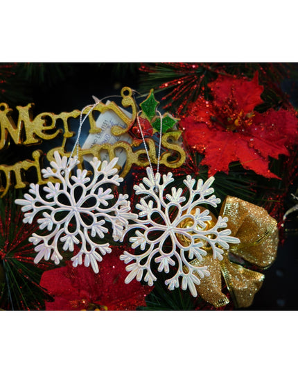 Ornament brad de Craciun, Perlat, in forma de Fulg de nea, x , Plastic