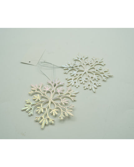 Ornament brad de Craciun, Perlat, in forma de Fulg de nea, x , Plastic