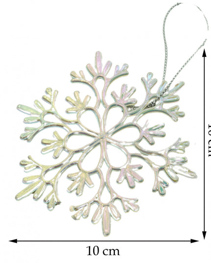 Ornament brad de Craciun, Perlat, in forma de Fulg de nea, x , Plastic