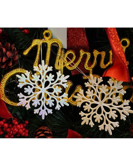 Ornament brad de Craciun, Perlat, in forma de Fulg de nea, x , Plastic
