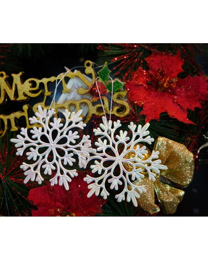 Ornament brad de Craciun, Perlat, in forma de Fulg de nea, x , Plastic