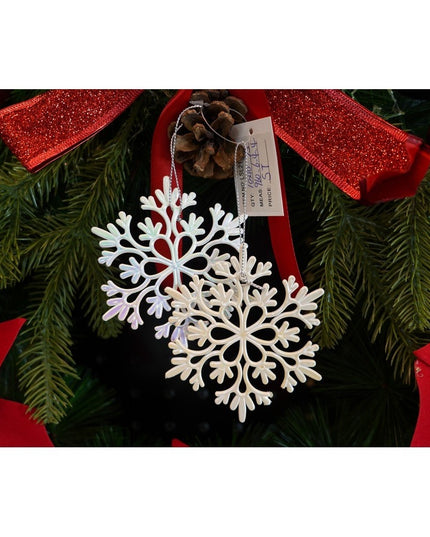 Ornament brad de Craciun, Perlat, in forma de Fulg de nea, x , Plastic