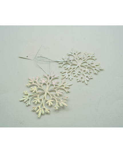 Ornament brad de Craciun, Perlat, in forma de Fulg de nea, x , Plastic