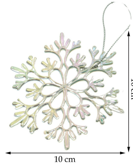 Ornament brad de Craciun, Perlat, in forma de Fulg de nea, x , Plastic