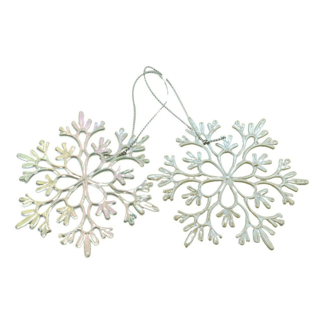 Ornament brad de Craciun, Perlat, in forma de Fulg de nea, x , Plastic