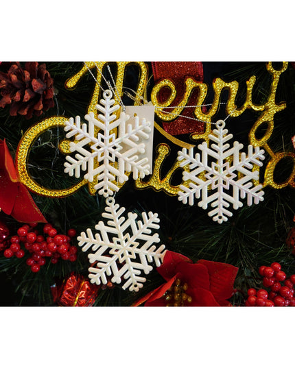 Ornament brad de Craciun, Perlat, in forma de Fulg de nea, x , Plastic